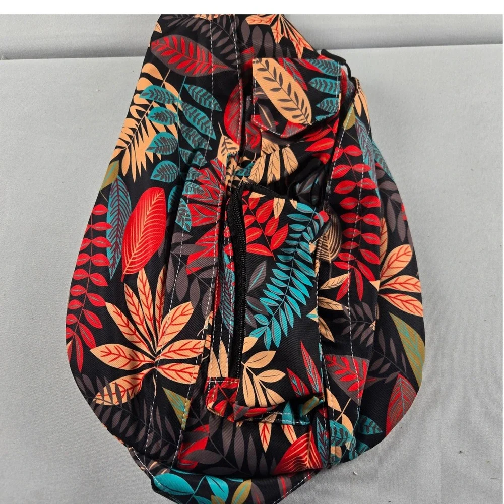 Tropical Floral Crossbody Backpack with Multi- Pockets Sling Bag Travel Boho
